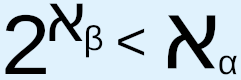 2^aleph-beta less than aleph-alpha