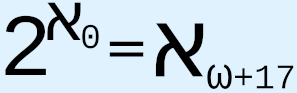 2^aleph-0 = aleph sub omega+17